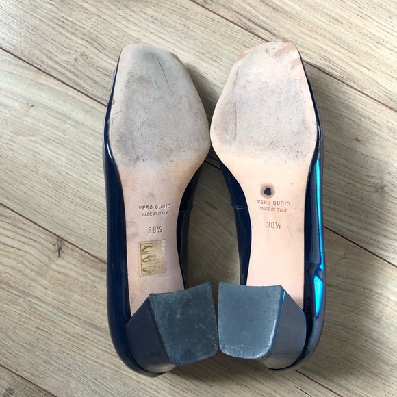 Women’s Scarlet Dark Blue Square toe Leather High Heel Pumps Shoes size 38.5 - Picture 10 of 13